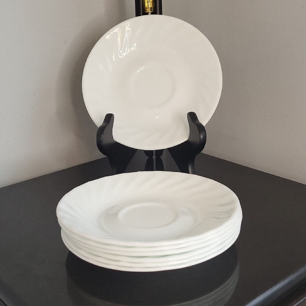 Corelle Classic White Swirl Saucer Set Of 7